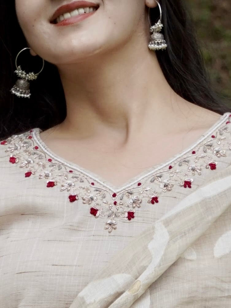 Embraced Elegance in Ikat Cotton Silk Ready To Wear Kurti Set Geetha Creation