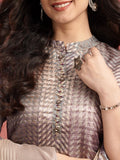 Purple with Chikoo Ready to Wear Silk Kurti Set Geetha Creation