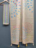 Firecrackers in Cream Abstract Linen Saree