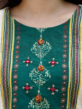 Satrangi Saaz Green and Red Ethnic Anarkali Dress Geetha Creation