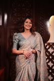 Teal Blue Enchanted Spectrum Radiant Satin Saree CSB1 Geetha Creation