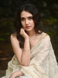 Vanilla Soft Satin Saree with Fusion Embroidery CSE Geetha Creation