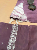 Mauve with White Threadwork Ready to Wear Short Kurti palazzo set