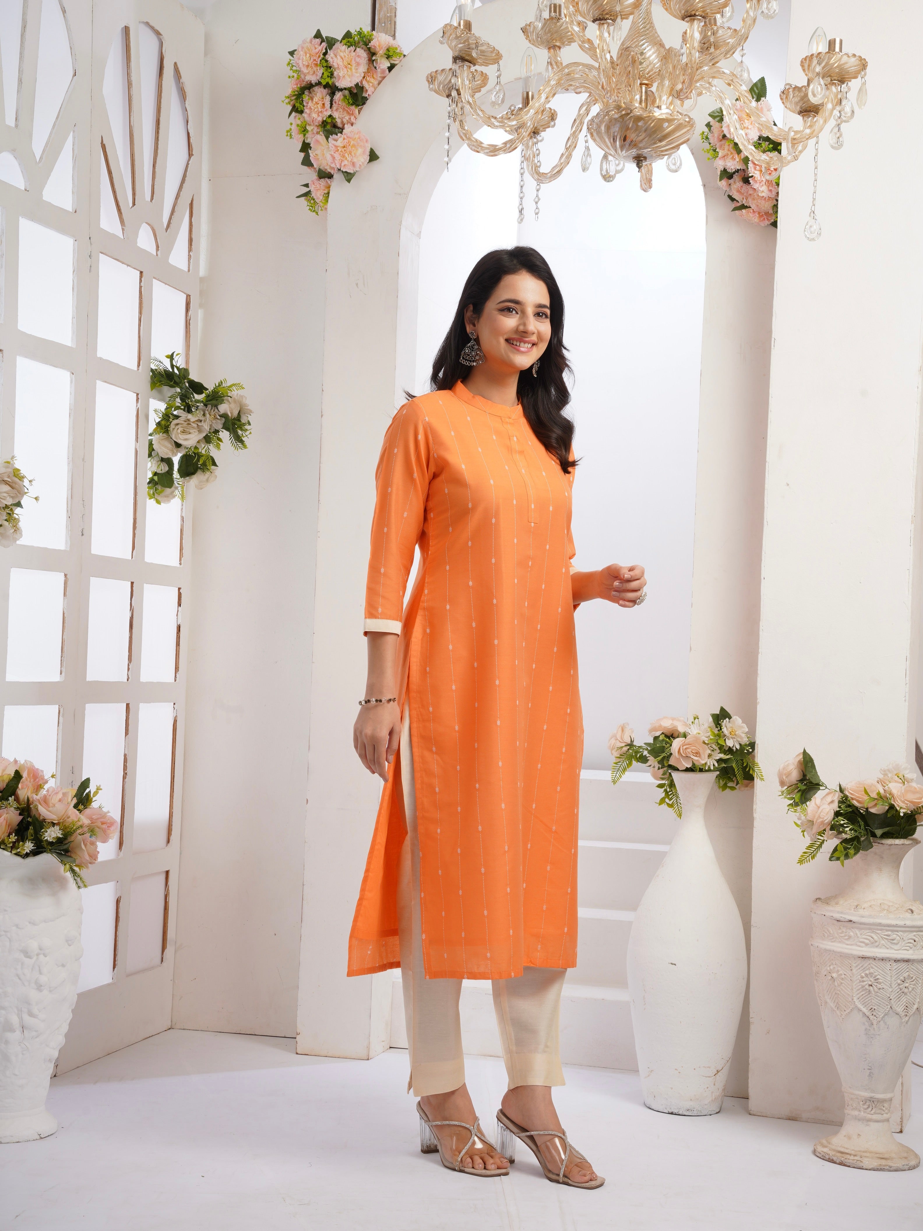 Silken Grace Ready to Wear Cotton Silk Kurta Set Geetha Creation