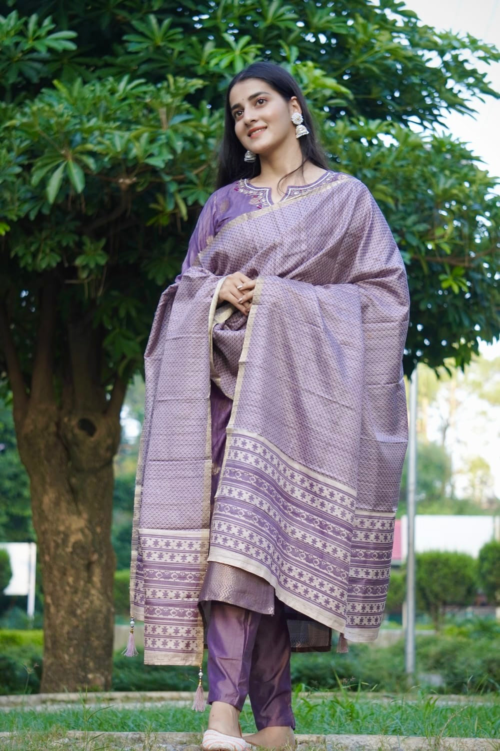 Mauve Premium Ethnic Ready To Wear Kurti Set Geetha Creation