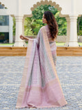 Pastel Geometry Chapa Handloom Tussar Saree C3 Geetha Creation
