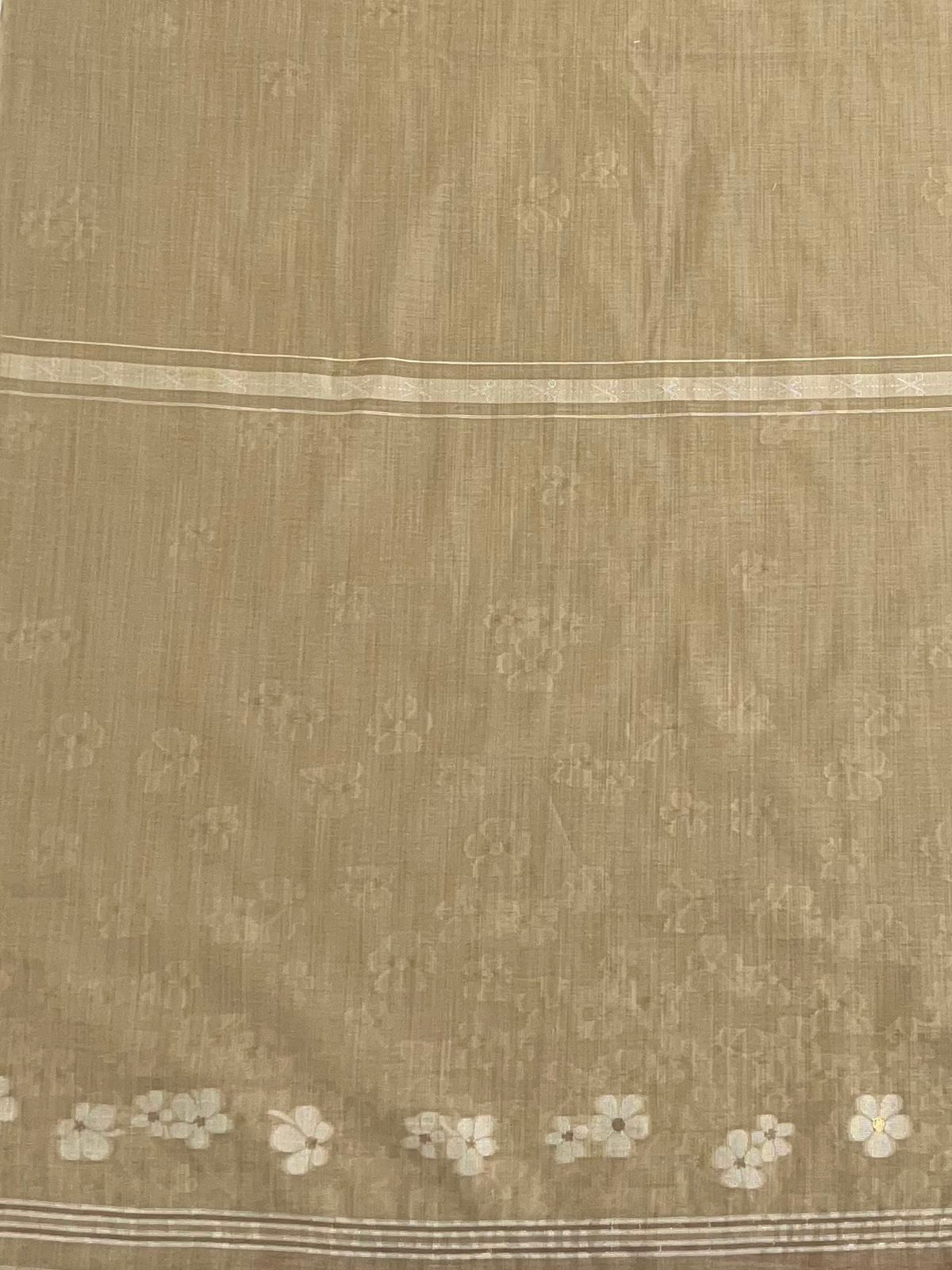 Sophisticated Brown Handloom Jacquard Floral Chanderi Suit Set HCS Geetha Creation