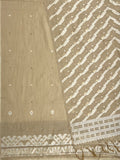 Light Brown Tana-Bana Ikat Handloom Jacquard Floral Chanderi Suit Set HCS Geetha Creation