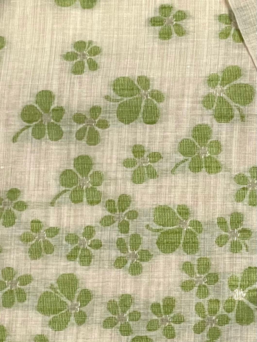 Jade and Cream Handloom Jacquard Floral Chanderi Suit Set HCS Geetha Creation