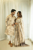 Botanical Bliss Gray Couple Outfits Geetha Creation