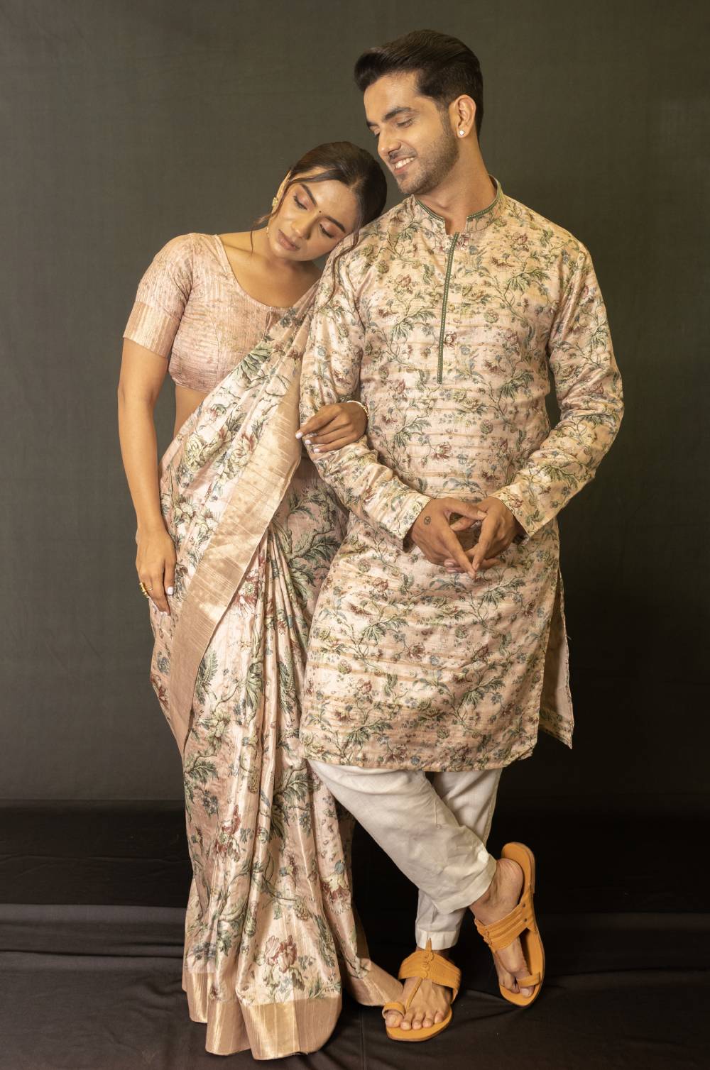 Multi-Color Floral Delight print Couple Outfits Geetha Creation