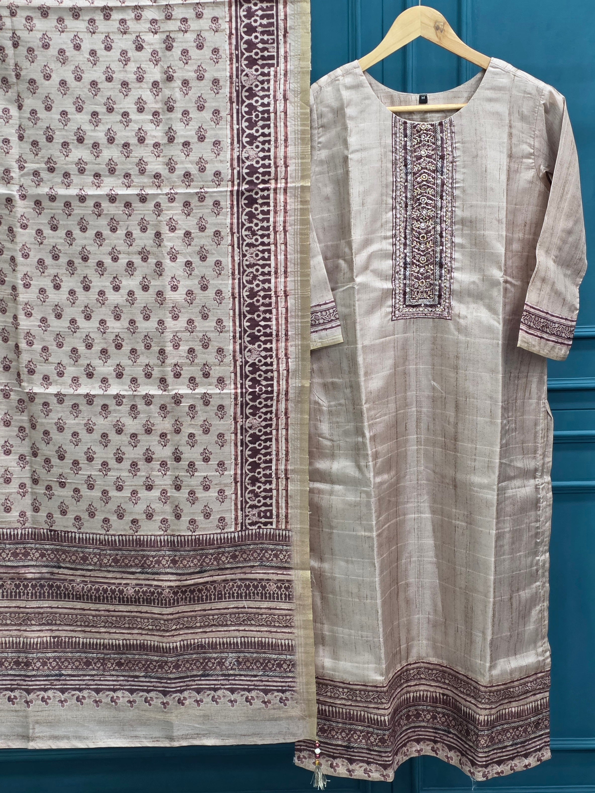 Plum Perfection with Chiku Ready To Wear Silk kurta Set Geetha Creation