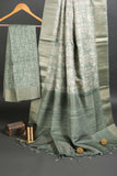 Hazy Green Nature Chapa Handloom Tussar Saree C1