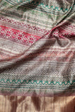 Pastel Geometry Chapa Handloom Tussar Saree C3 Geetha Creation