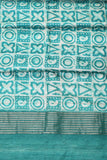 Caribbean Geometric Chapa Handloom Tussar Saree C2 Geetha Creation
