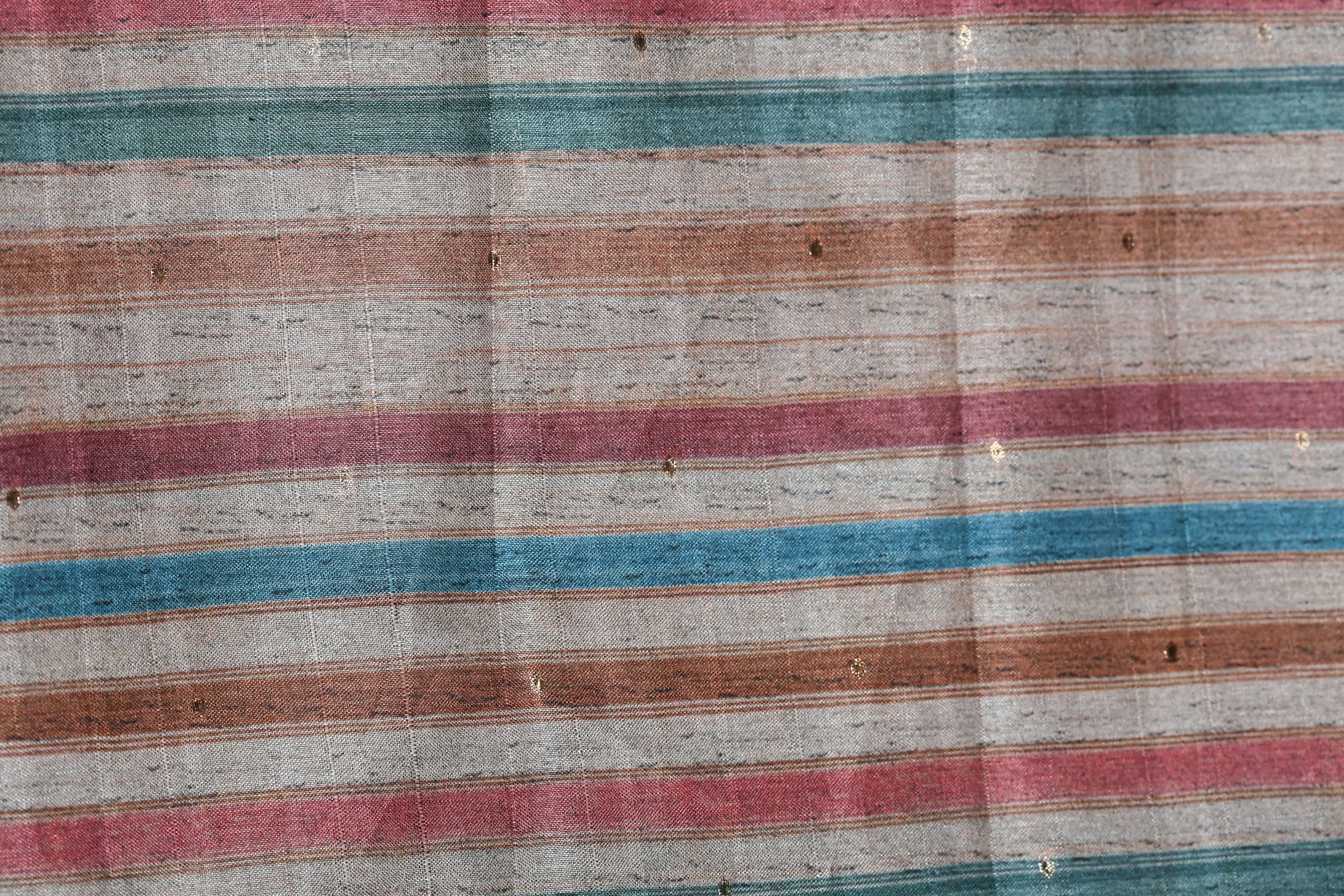 Steel Grey and Multihued Striped Semi Tussar Two Piece Suit Set Geetha Creation