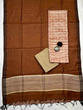 Vintage Rust Handloom Ghicha Unstitched Salwar Suit set