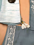 Sky Blue with White Threadwork Ready to Wear Short Kurti palazzo set