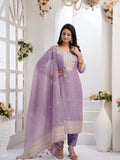Lilac Blossom Ready To Wear Chanderi Silk Kurta Set Geetha Creation