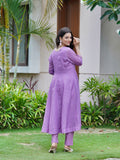 Smooth Lilac Ethnic Linen A-Line Dress Geetha Creation
