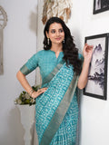 Caribbean Geometric Chapa Handloom Tussar Saree C2 Geetha Creation