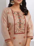 Rustic Beige Ready To Wear Silk kurta Set Geetha Creation