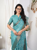 Caribbean Geometric Chapa Handloom Tussar Saree C2 Geetha Creation