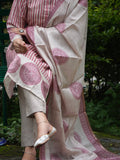 Beige and Rust Striped Semi Formal Ready to Wear Silk Kurta Set Geetha Creation