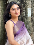 Luxurious Lavender with Chikoo Semi Tussar Saree Geetha Creation