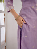Lilac Blossom Ready To Wear Chanderi Silk Kurta Set Geetha Creation