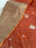 Classic Chikoo Orange Shibori Cotton Silk Saree Geetha Creation