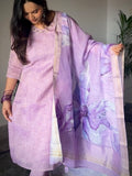 Violaceous Sparkle Linen Ready To Wear Kurti Set Geetha Creation