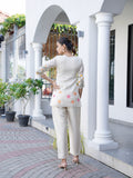 Gracious Glow in Beige Hand Painted Co-ord set Geetha Creation