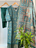 Tribal Teal Fusion Premium Ethnic Ready To Wear Kurti Set Geetha Creation