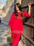 Ruby Red in Silk Stylish Co-ord Set Geetha Creation