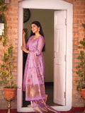 Sunset Purple A-Line Ready to Wear Satin Silk Kurti Set