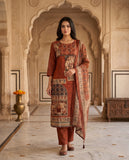 Rust Brown Ethnic Motif Cotton Kurta Set with Dupatta & Straight Pants Geetha Creation