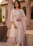 Blush Beige Linen Anarkali Kurta Set with Dupatta Geetha Creation