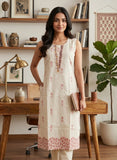Beige Linen Sleeveless Kurta Set with Dupatta Geetha Creation