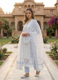 Sky Tint Cotton Kurta Set with Refined Lace Detailing Geetha Creation