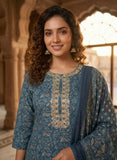 Rust Gold Printed Cotton Kurta Set with Dupatta Geetha Creation