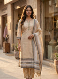 Soft Beige Semi Tussar Kurta Set with Dupatta Geetha Creation
