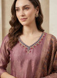 Zoya Olive Soft Tissue Hand-Embroidered Kurta Set Geetha Creation