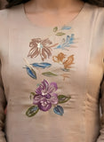 Warm Almond Beige Pure Viscose Hand-Embroidered Kurta Set