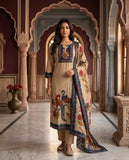 Beige Cotton Kurta Set with Floral & Peacock Motif Dupatta Geetha Creation