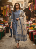 Blue Semi Formal Ready to Wear Silk Kurta Set Geetha Creation