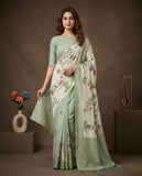 Floral Embroidered Tissue Saree with Tassel Border & Unstitched Blouse Piece Geetha Creation