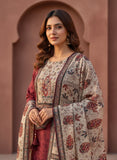 Women Maroon Heritage Print Pure Viscose Kurta Set