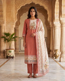 Peach Mul Cotton Kurta Set with Dupatta Geetha Creation