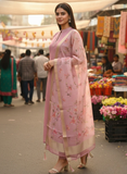 Stylish Pink Cotton Fancy Ready To Wear Kurta Set Geetha Creation